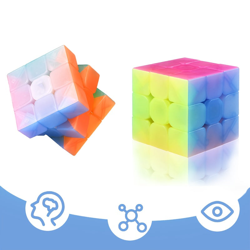 3x3 Speed Cube Jelly Colors Durable ABS Lightweight Sticker Brain Teaser