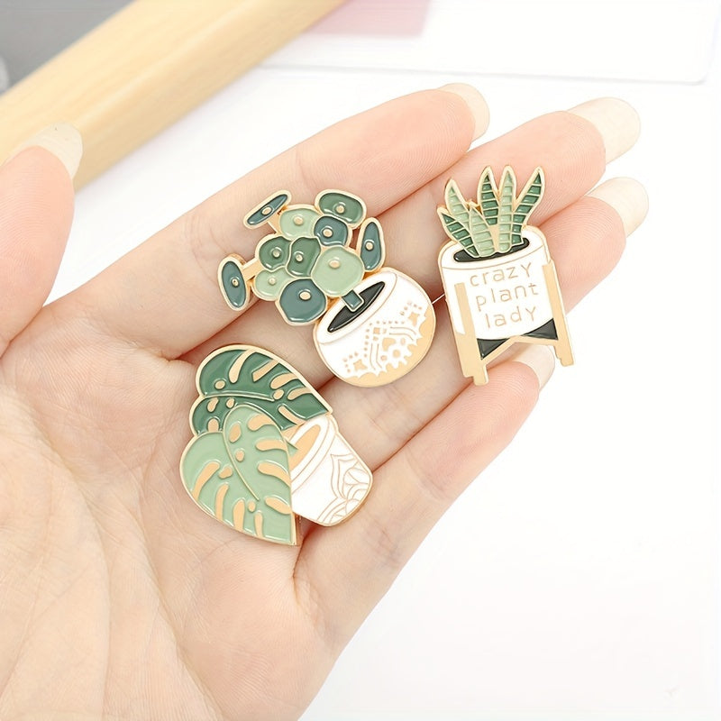 Cartoon Plant Brooch Turtle Back Bamboo Cactus Aloe Pin