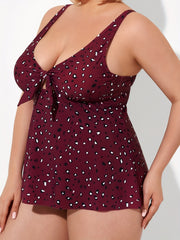 Graphic Print Knot Cut Out Swimsuit Set