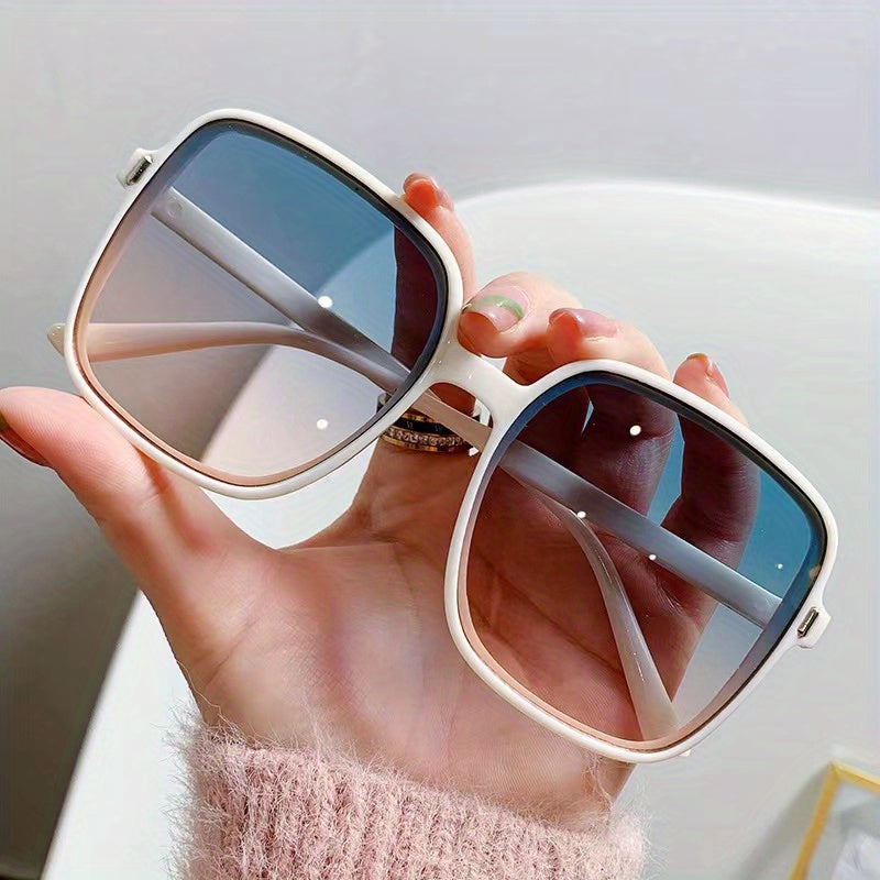 Oversized Square Sunglasses Solid Gradient Lens Glasses UV400
