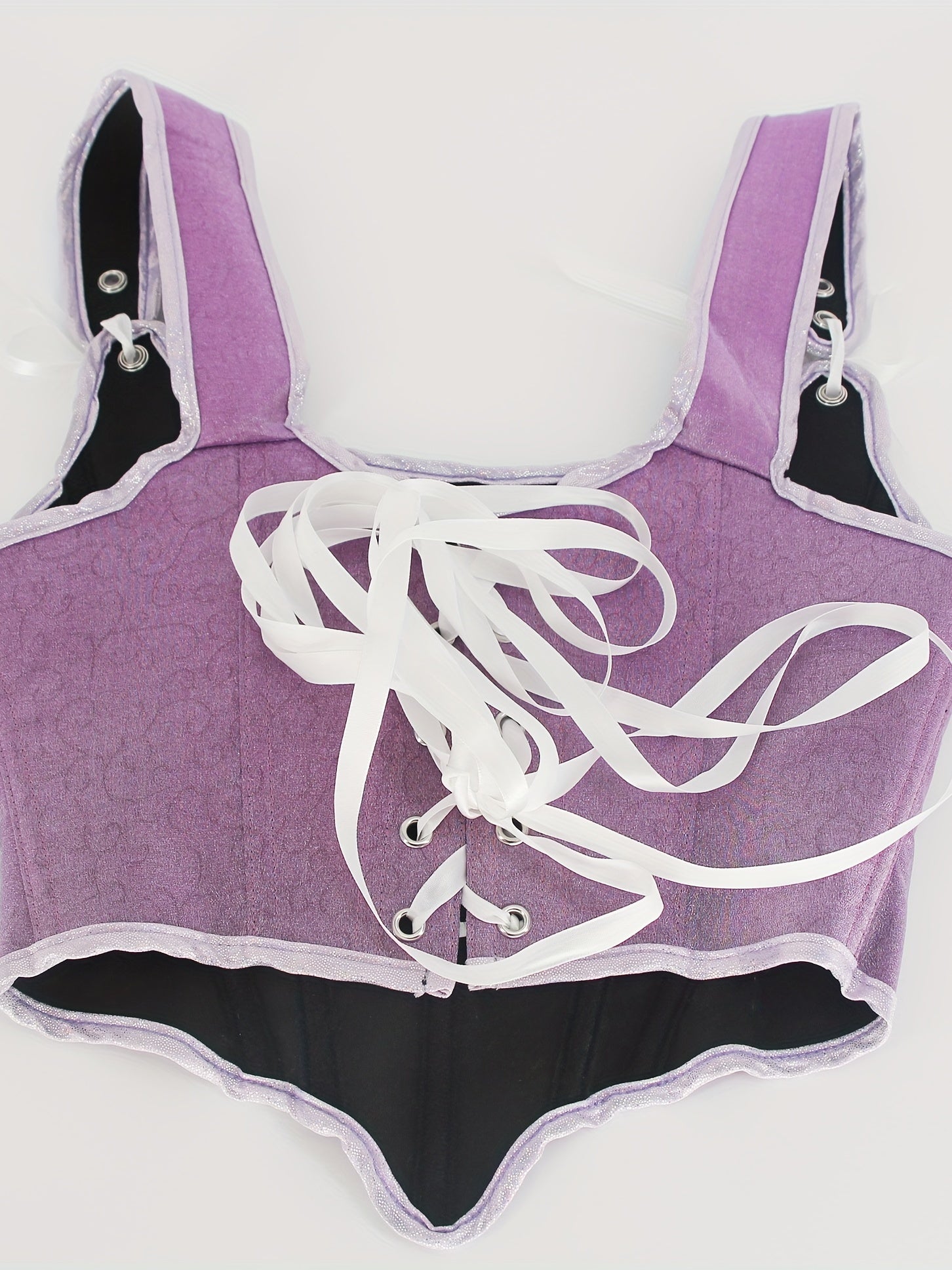 Floral Applique Shaping Tank Top Lace Up Tummy Control Slimmer Top