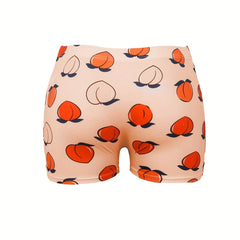 Peach Print Skinny Yoga Shorts for Women