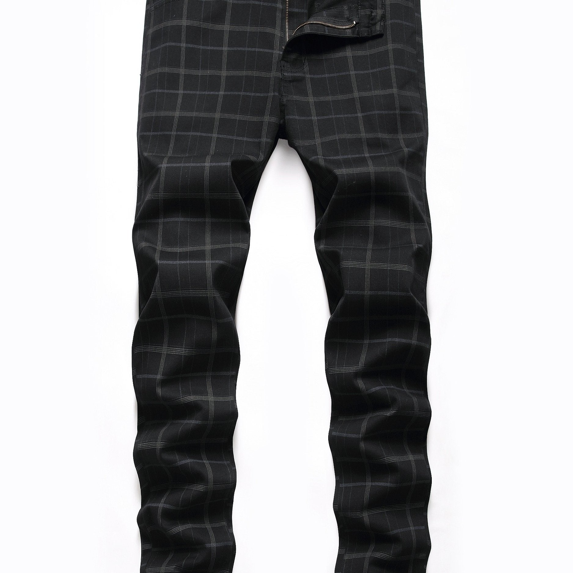 Men s Slim Fit Plaid & Striped Slacks Vintage Style Stretch Dress