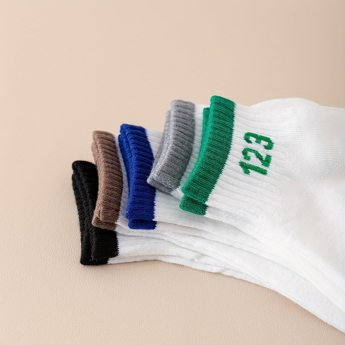 5 Pairs Number Print Sports Short Socks Women's Stockings