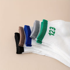 5 Pairs Number Print Sports Short Socks Women's Stockings