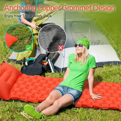 Compact Inflatable Sleeping Mat with Built-in Pillow