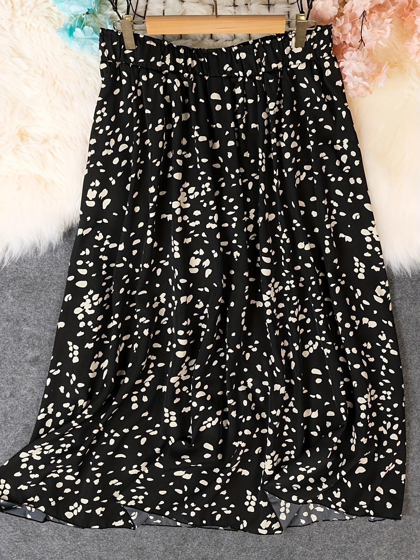 Boho Floral Print Maxi Skirt Women's Plus Size Elastic High Rise