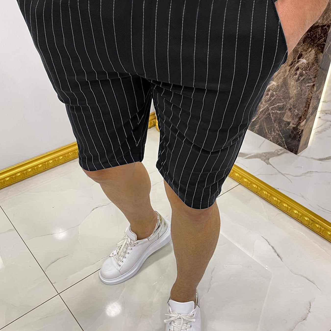 Men's Slim Fit Stripe Shorts Straight Leg