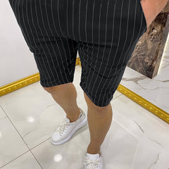 Men's Slim Fit Stripe Shorts Straight Leg