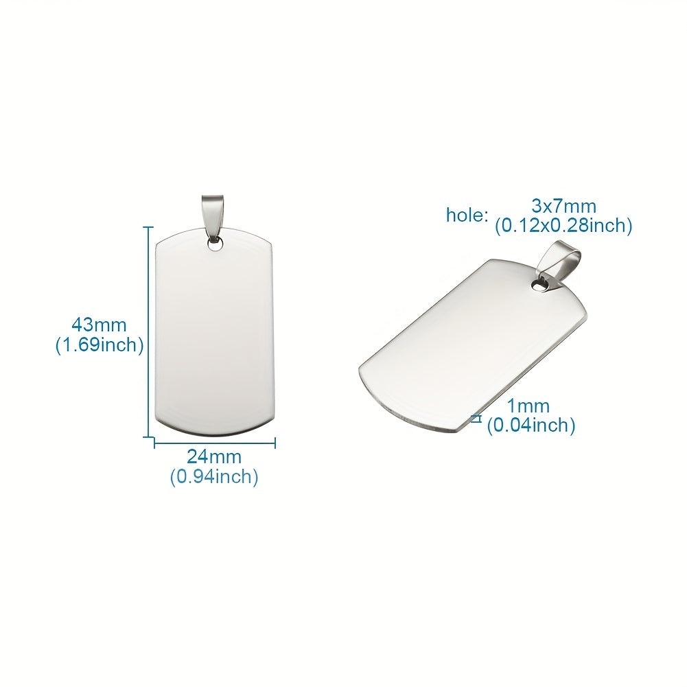 50pcs Stainless Steel Blank Tag Pendants Necklace Jewelry Making