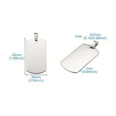 50pcs Stainless Steel Blank Tag Pendants Necklace Jewelry Making