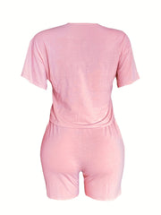 Short Sleeve Crop Top & Shorts Set