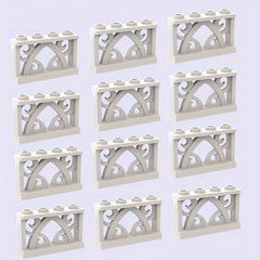 12pcs Building Block Set 1x4x2 Inch Farm Fence DIY Theme Mixed ABS Material