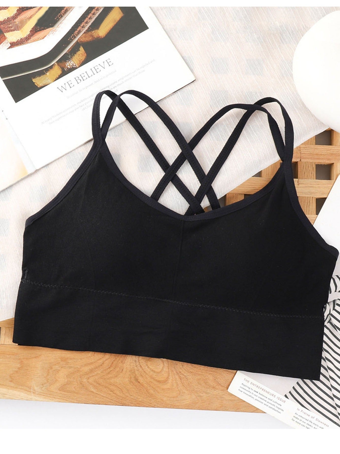 3pcs Solid Cross Back Sports Bra Bundle