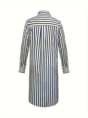 Striped Long Sleeve Button Up Lapel Collar Shirt
