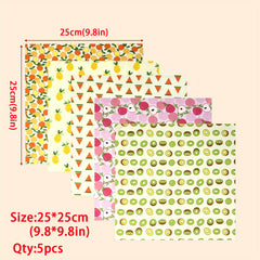 5pcs Fruit Fabric Fat Quarters Bundles Quilting Sewing Patchwork