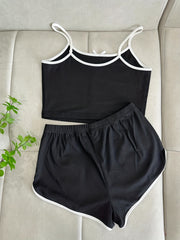 Solid Pajama Set Cami Top & Shorts Women's Sleepwear