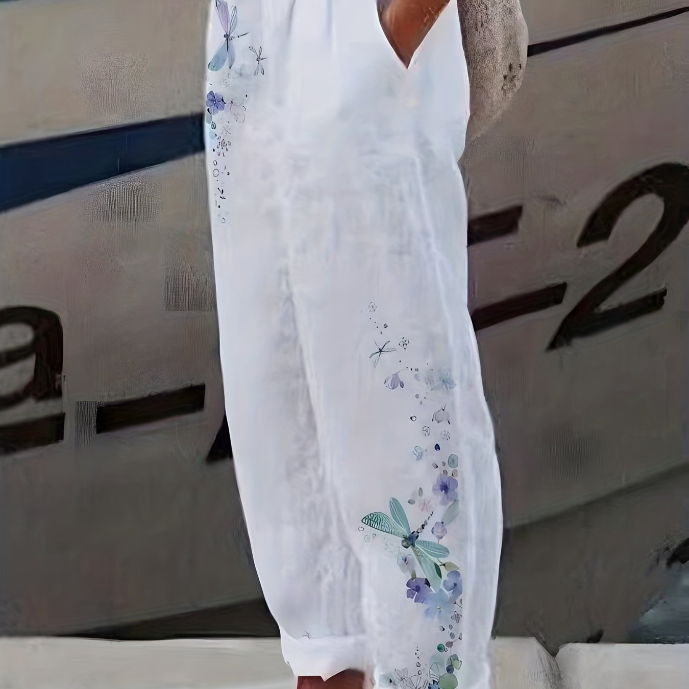 Animal & Floral Print Wide Leg Pants with Pockets