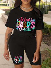 Women's Plus Easter Graphic Tee & Biker Shorts Set