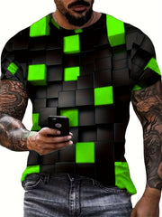 Men's Geo Graphic Tee Outdoor Casual Vision Crew Neck Short Sleeves