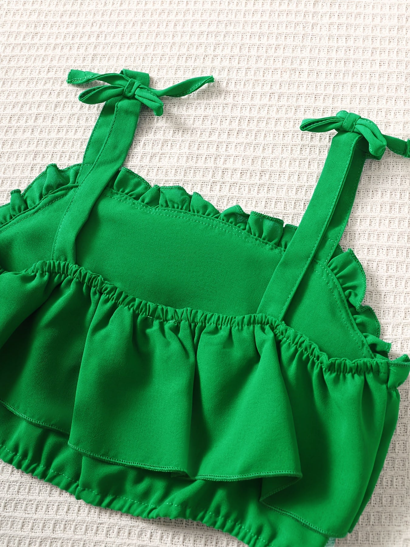 2pcs Toddler Girls Ruffle Cami Crop Tops & Leaf Skirt Set Kids Summer Clothes