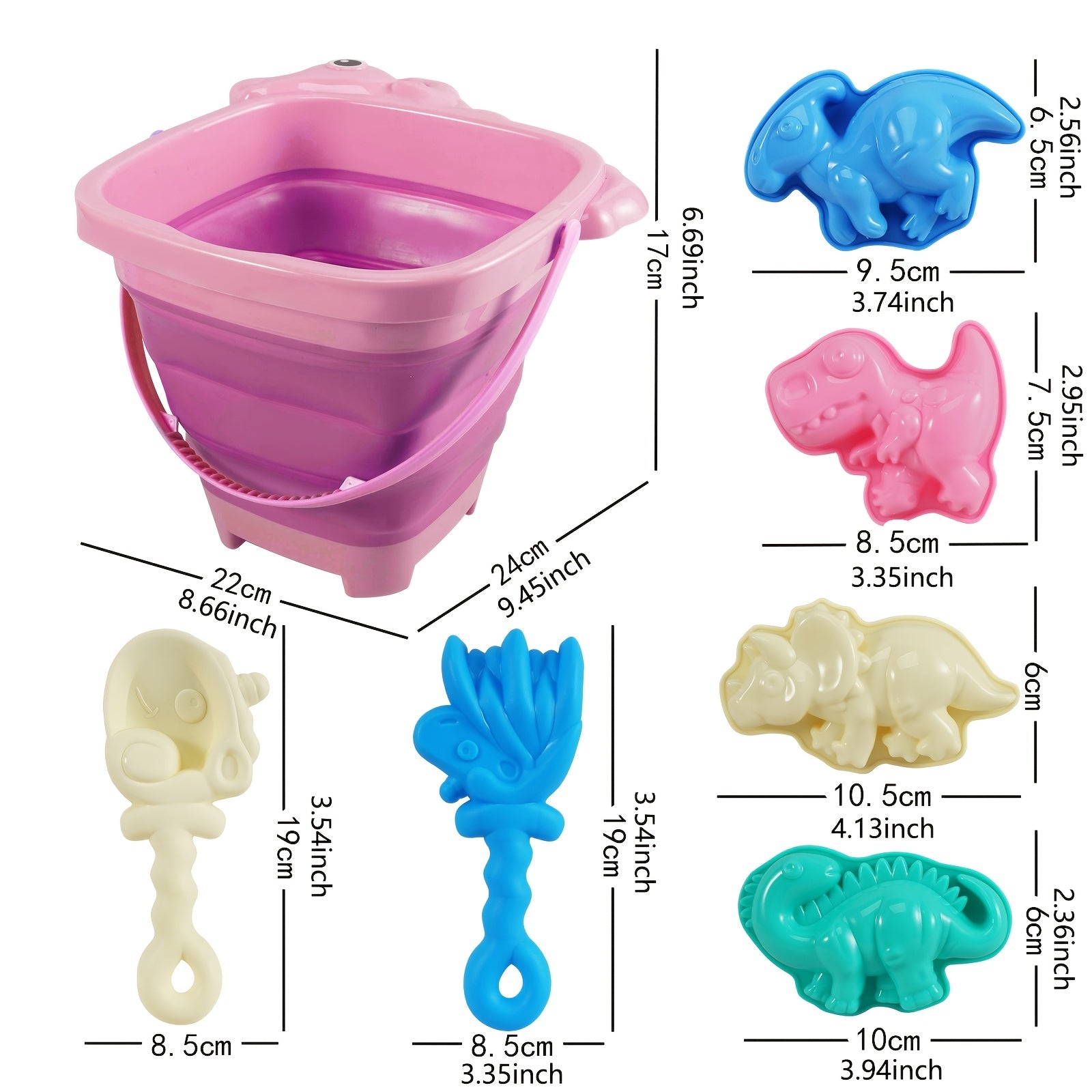 Foldable Bucket Beach Bucket Toy Set Sand Tools & Fruit Molds for Beach Play