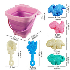 Foldable Bucket Beach Bucket Toy Set Sand Tools & Fruit Molds for Beach Play