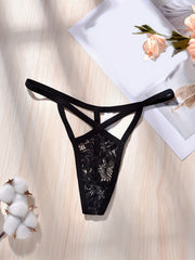 Floral Lace Thongs Criss Cross Intimates Panties Women's Lingerie
