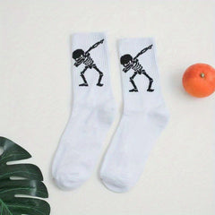 Skull Print Mid Tube Socks Women's Stockings
