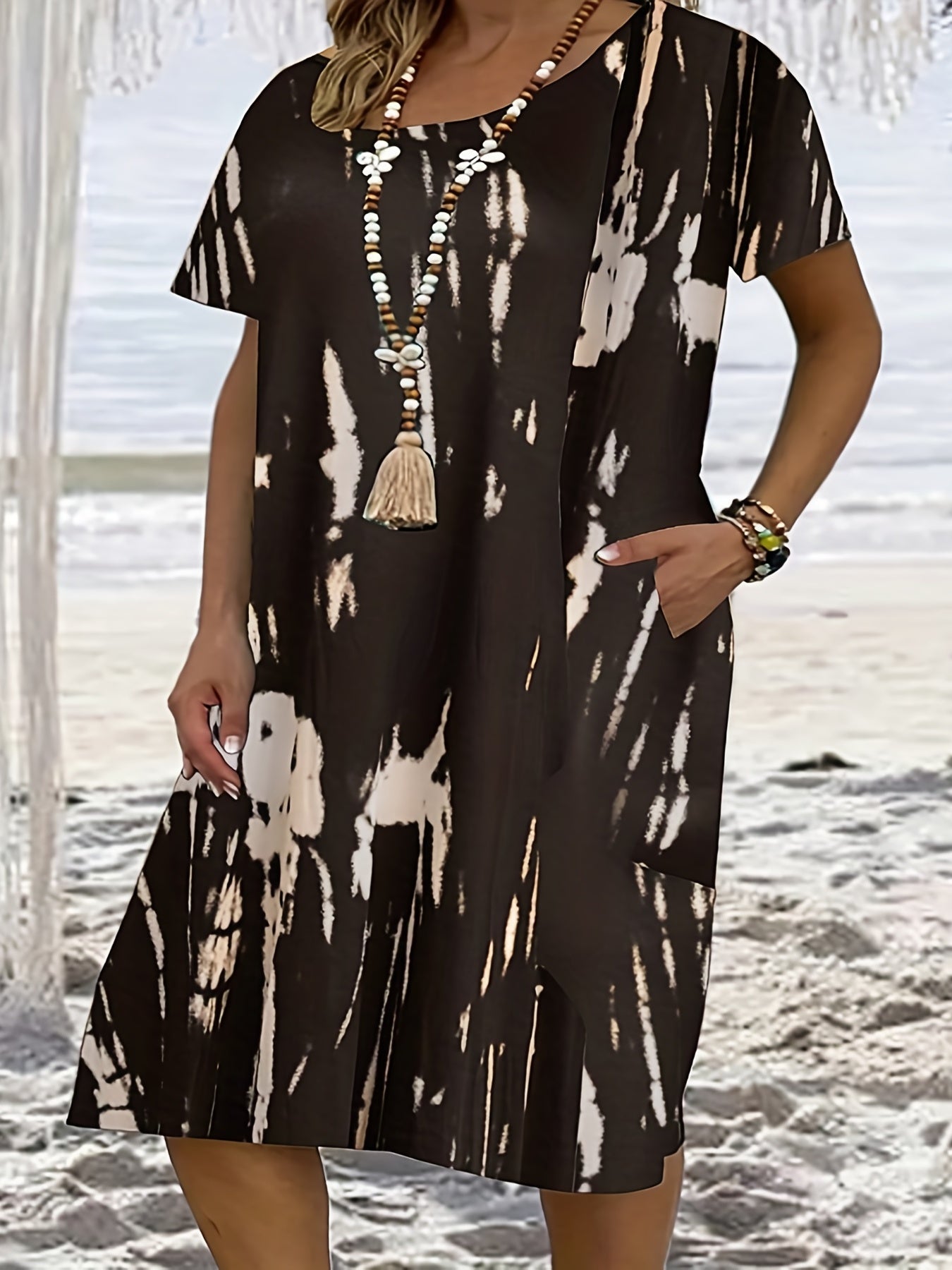 Women's Plus Tie Dye Short Sleeve T-shirt Dress