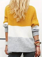 Colorblock V Neck Sweater Women's Casual Long Sleeve Pullover