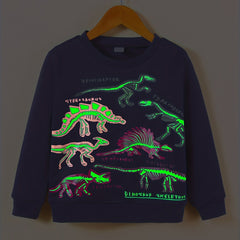 Toddler Dinosaur Reflective Sweatshirt Thermal Pullover Crew Neck Top