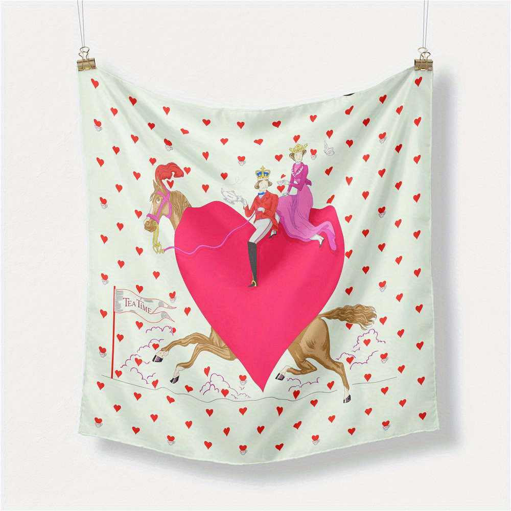 Boho Vintage Cartoon Horse Print Bandana Square Scarf Head Wrap