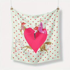 Boho Vintage Cartoon Horse Print Bandana Square Scarf Head Wrap