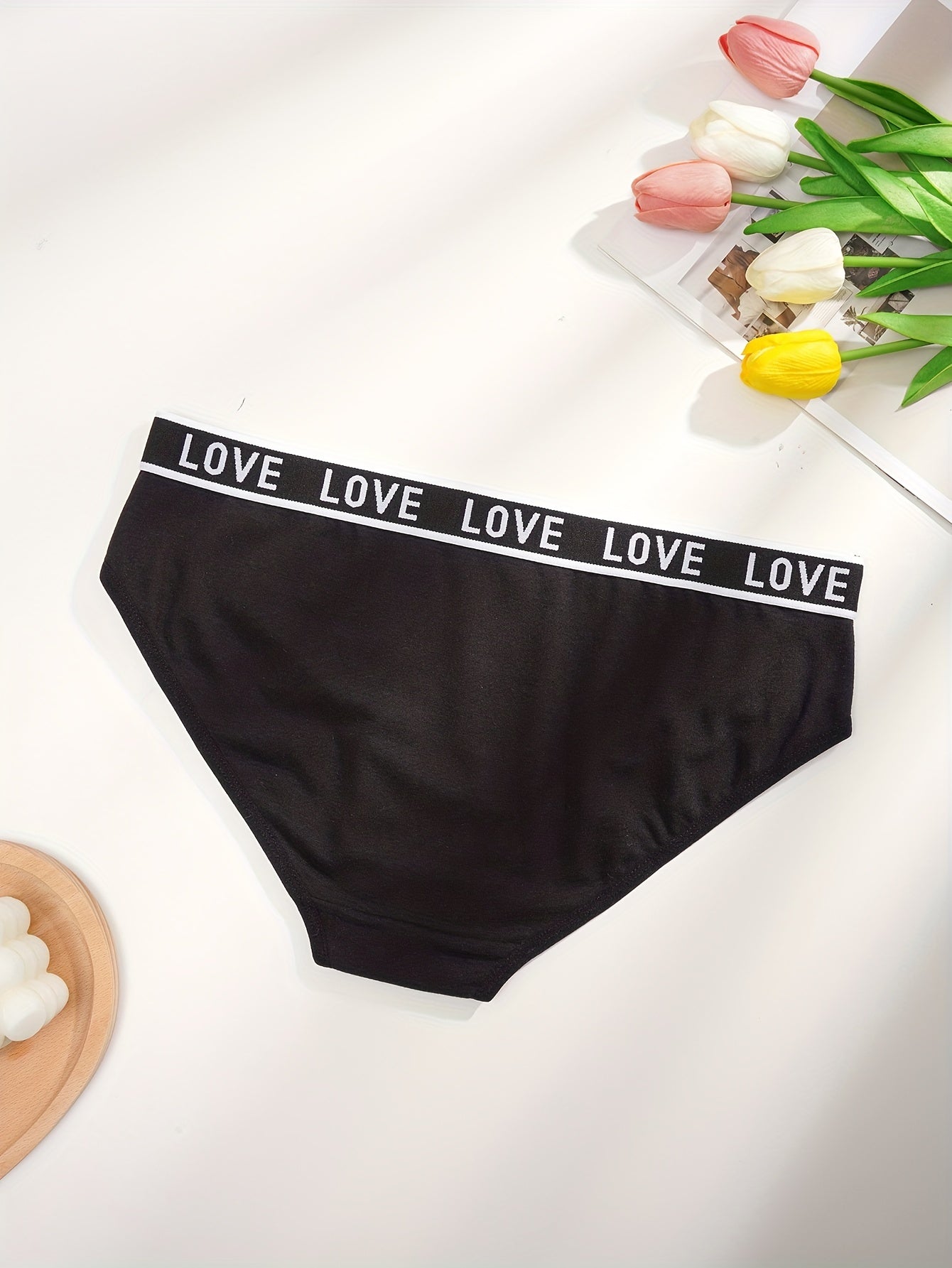 7 Pack Plus Size Sporty Panties Set Women's Plus Contrast Letter Tape
