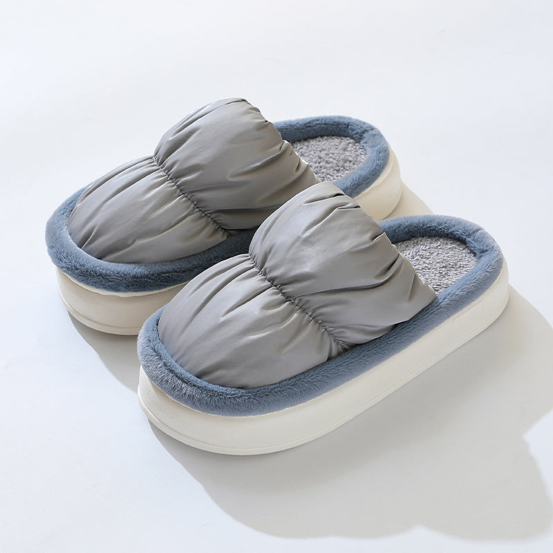 Men's Casual Plush Thermal Platform Slippers Waterproof Comfortable Slippers