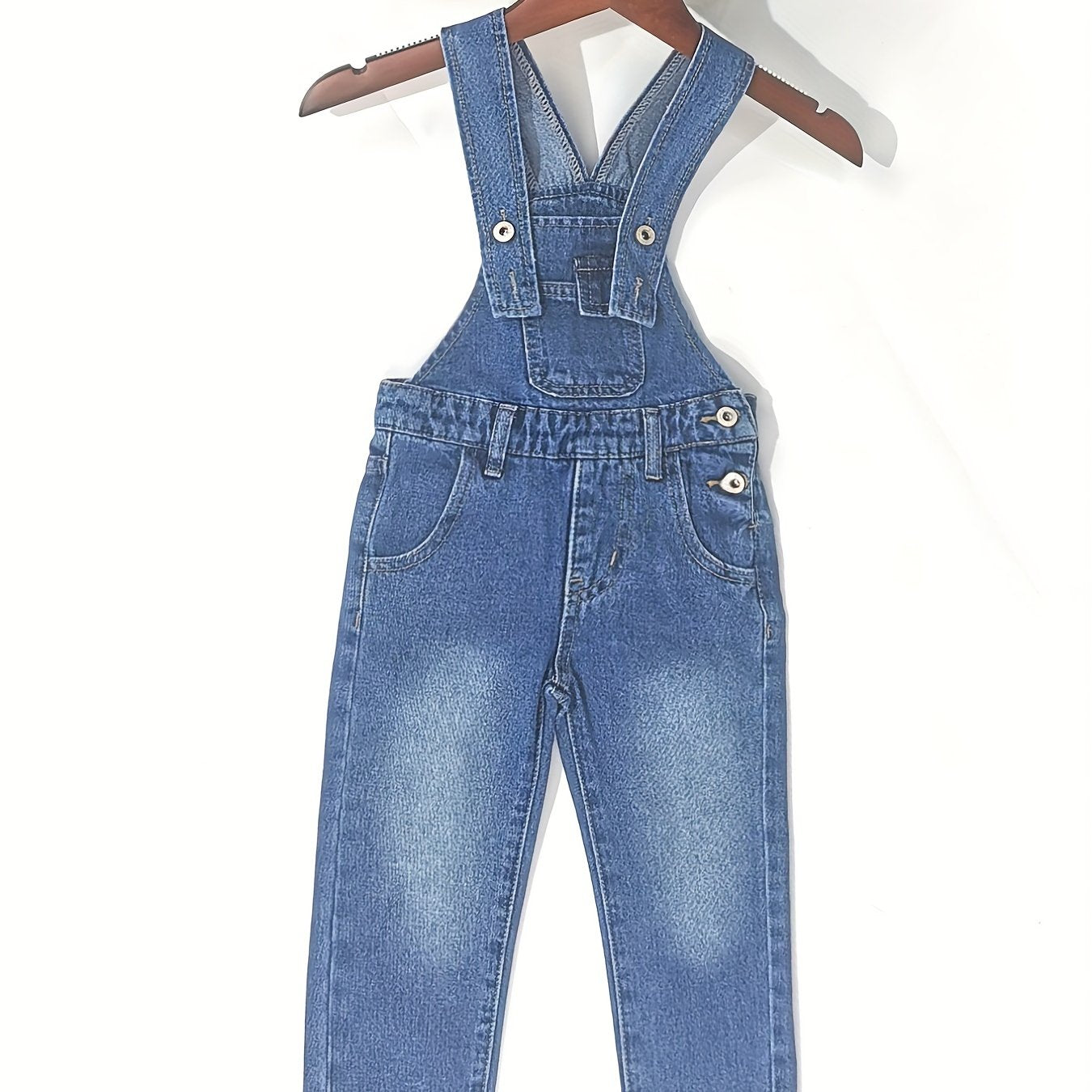 Boys Slim Fit Denim Overall Jumpsuit - Pockets