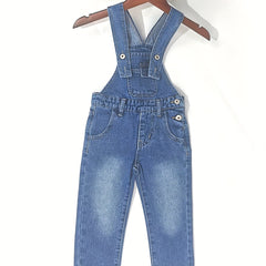 Boys Slim Fit Denim Overall Jumpsuit - Pockets