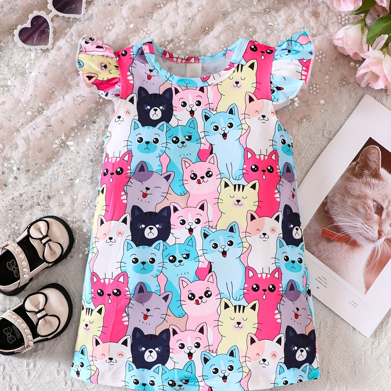 Baby Girl's Cartoon Flutter Dress Summer Playwear