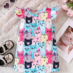 Baby Girl's Cartoon Flutter Dress Summer Playwear
