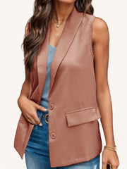 Solid Vest Blazer Sleeveless Women's Clothing
