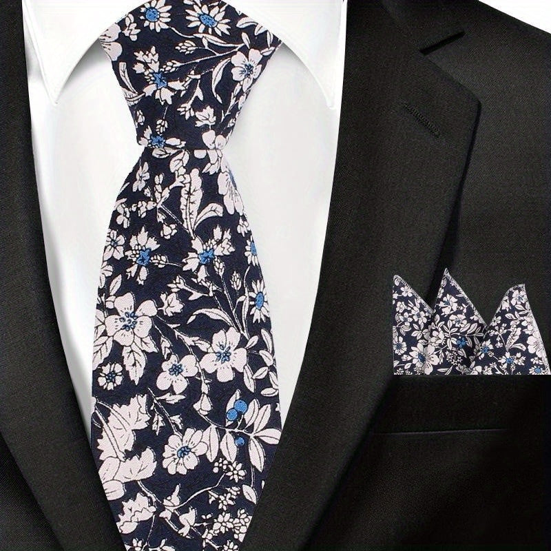 Men's Printed Fabric Tie Pocket Towel Set