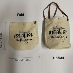 Letter Print Canvas Tote Bag for Outdoors