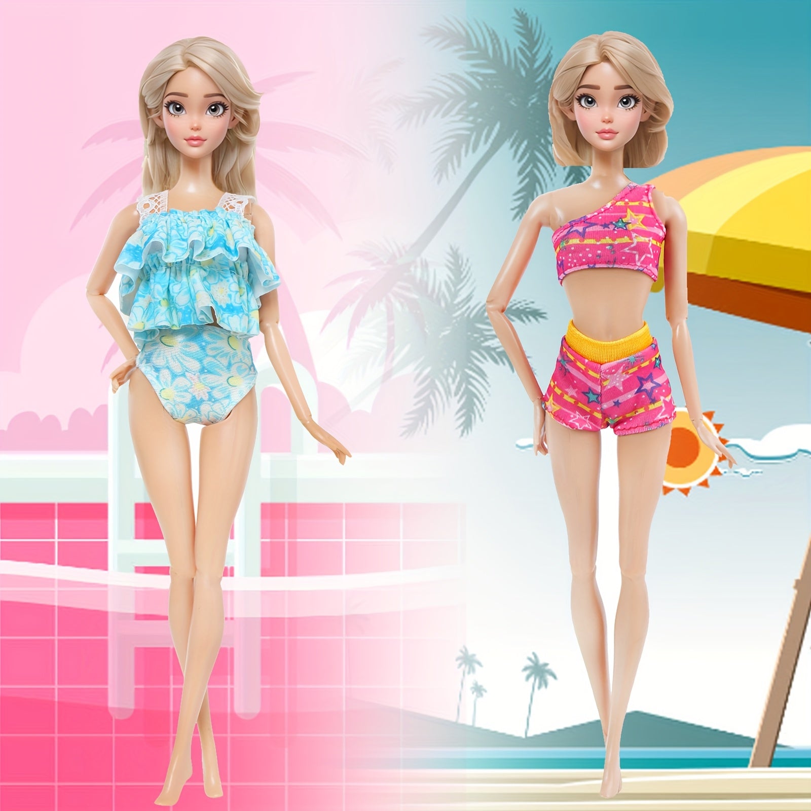 5pcs Doll Swimsuit Set for 11.5in Dolls Pool Beach Swimwear Accessories