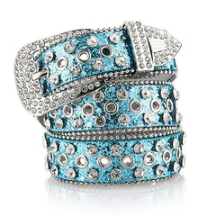 Women's Rhinestone Hollow Belt Studded Pin Buckle Wedding Party Valentines