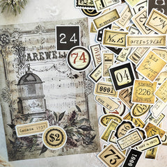 95pcs Vintage Number Label Tag Scrapbook Stickers