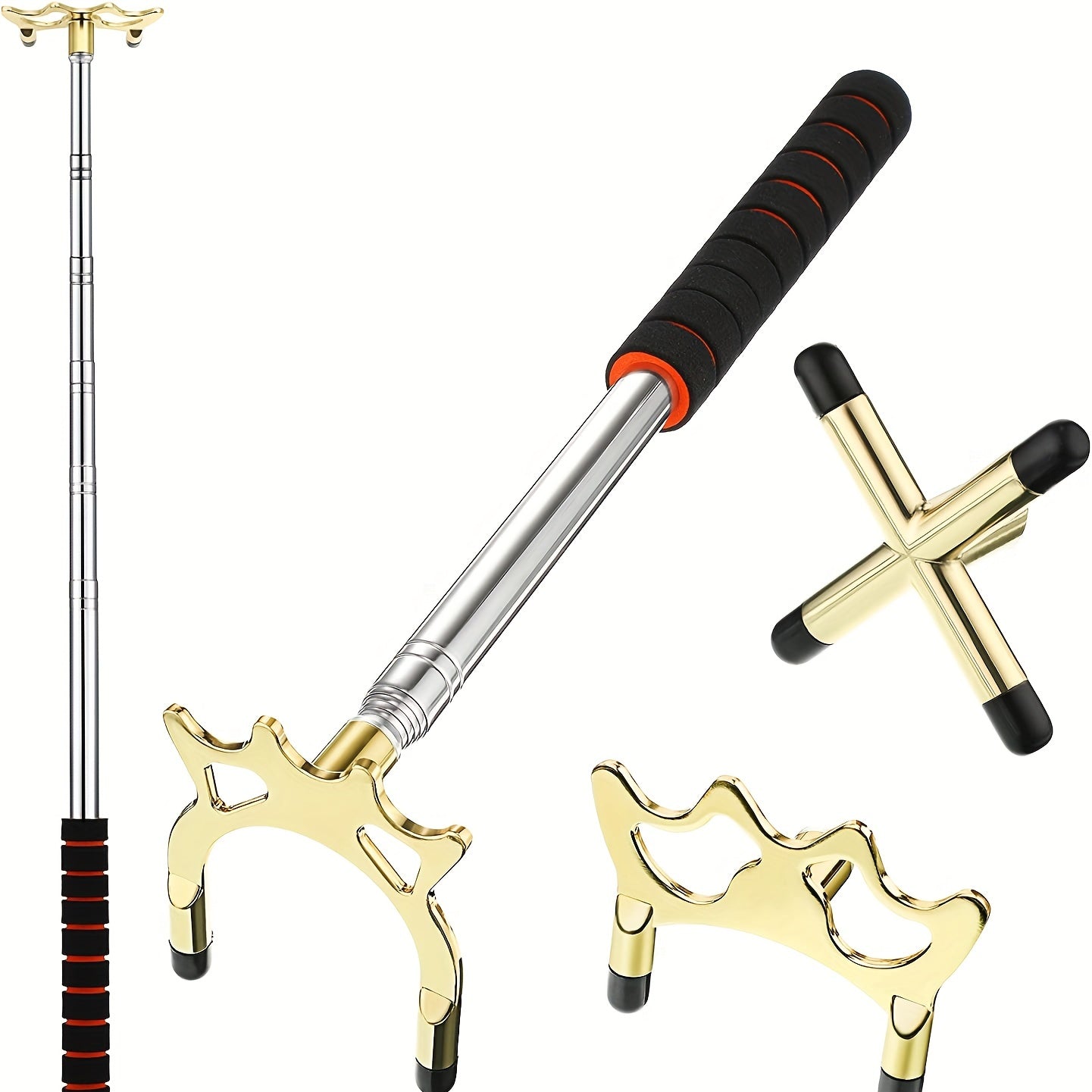 3pc Retractable Billiards Cue Stick Bridge w/ Removable Brass Head