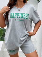 Casual Lounge Set Women's Plus Tee & Shorts Pajama Set