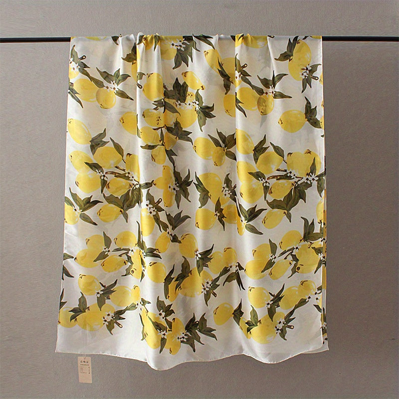 Lemon Print Scarf Boho Shawl Bandana