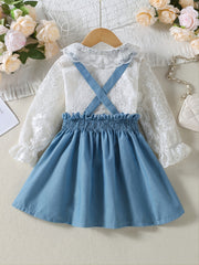 Baby Girls' Ruffled Blouse Top & Suspender Skirt Set